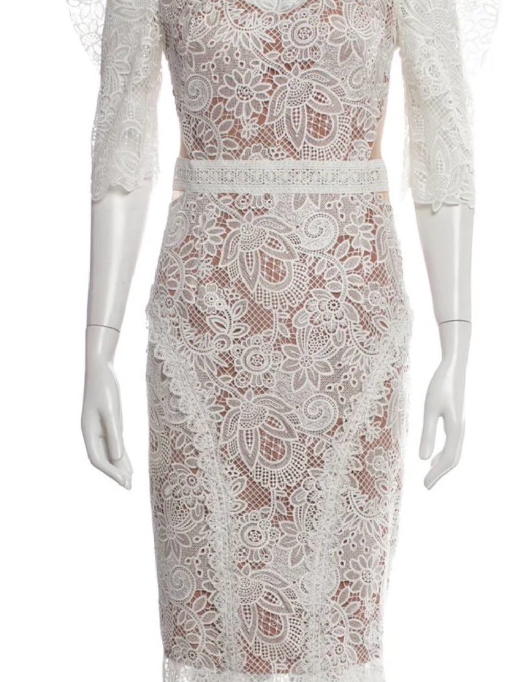 Bronx and Banco White Floral Lace Midi Dress size small